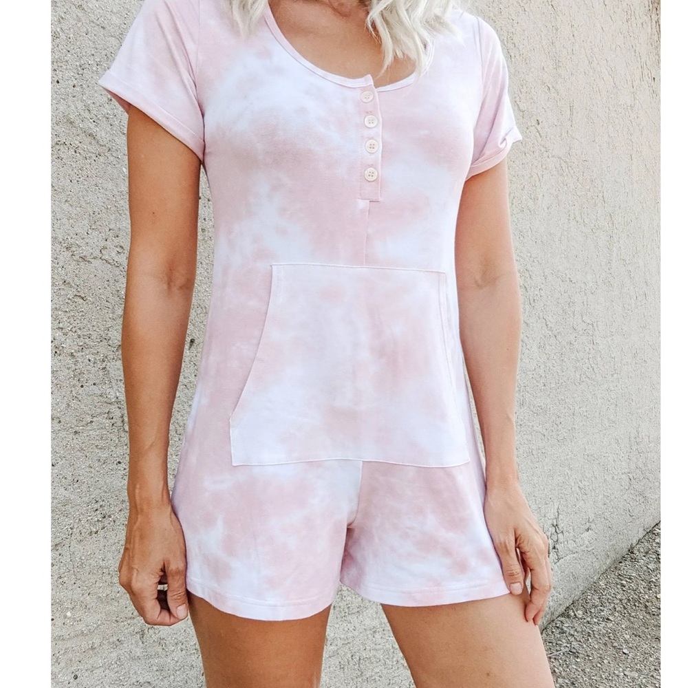 Smash+Tess Cotton Candy Sky Tie Dye Anyday Shorty Romper
